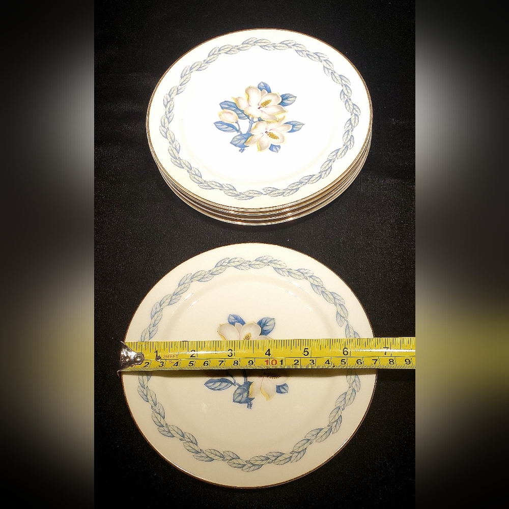 Narumi China 'Magnolia' Design259 Occupied Japan Blue Leaves Bread/Butter Plates